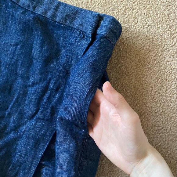 Muji Women's XS Blue Skort Mini Skirt Shorts Denim Cotton Hemp Wrap Elastic - Picture 7 of 10